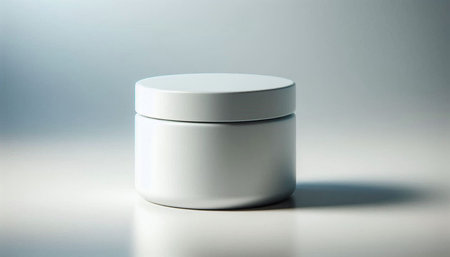 Cosmetic cream in a white jar on a white background with shadow