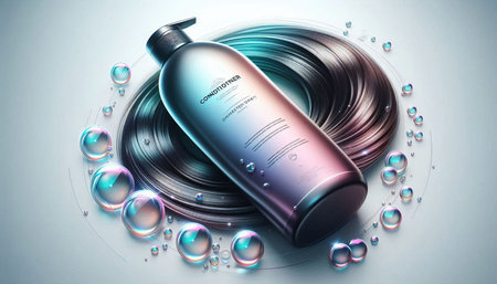 3d illustration of a cosmetic bottle with a lot of bubbles in it