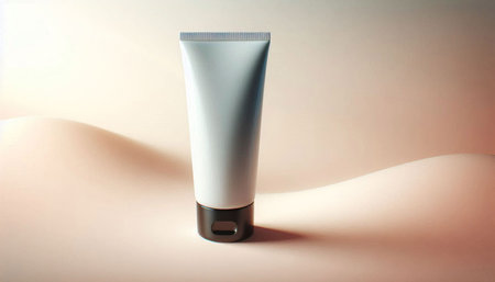 Blank white tube of cosmetic cream or lotion on white backgroundの写真素材