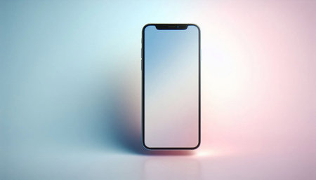 Smartphone with blank screen isolated on white background. Mockup for design