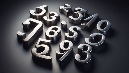 Metal numbers on a black background. 3d rendering, 3d illustration.の写真素材