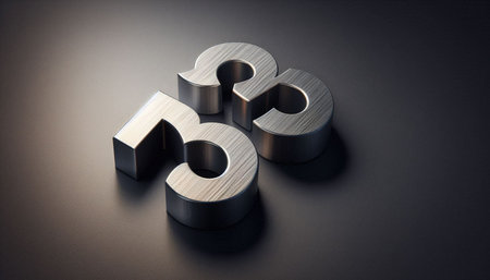 Metal number fifty-five on a dark background. 3D illustration.の写真素材