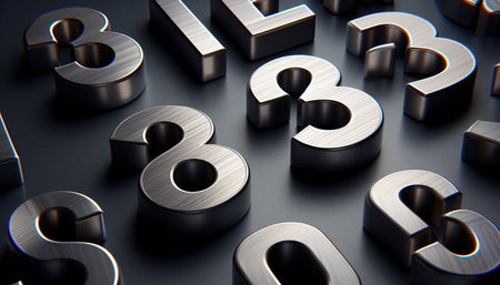Metal numbers on black background. 3D illustration. 3D CG. High resolution.