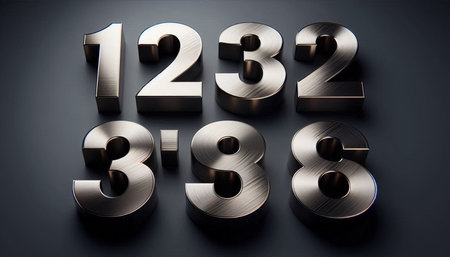 Metal numbers on a dark background. 3D illustration, 3D rendering.