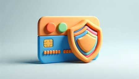 Protection of personal data. Credit card with shield. 3d illustration