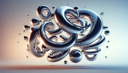 3d render of abstract background with metallic rings. 3d illustration