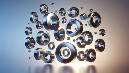 3d rendering of a lot of metal balls on a light background