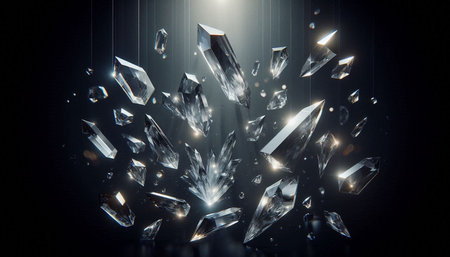 Diamonds on black background. 3d rendering, 3d illustration.