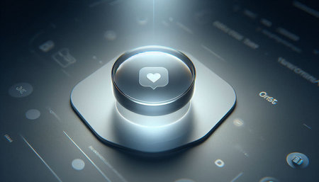 Heart icon on the button. This is a 3d render illustration