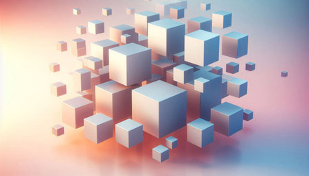 Abstract 3d rendering of geometric shapes. Creative background with cubes.