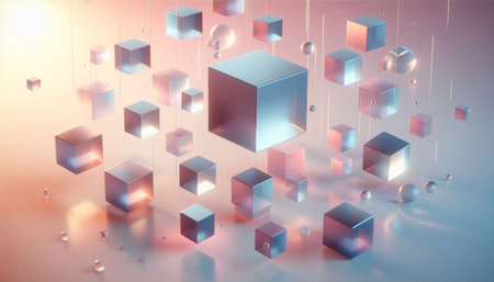 Abstract 3d rendering of geometric shapes. Futuristic background with cubes.