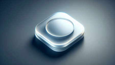 3d rendering of a white button on a gray background with highlights