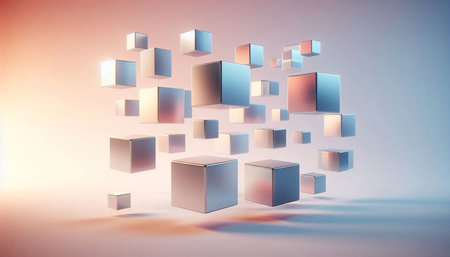 3d illustration of abstract geometric background with cubes. Minimal concept