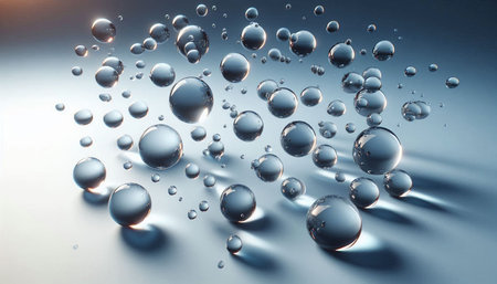 Water drops on a light background. 3d rendering, 3d illustration.