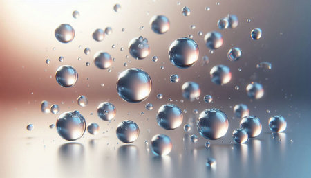 Water drops on a glass surface. Abstract background. 3d rendering