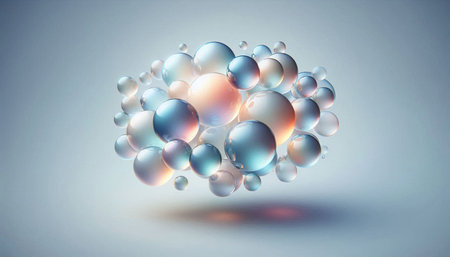 Abstract 3d rendering of sphere with spheres in blue and orange colors