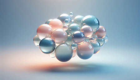 abstract 3d illustration of a group of blue and pink spheres
