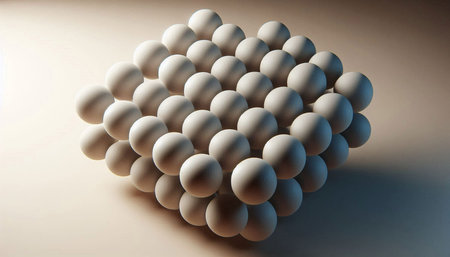 3D rendering of a group of white balls on a light background