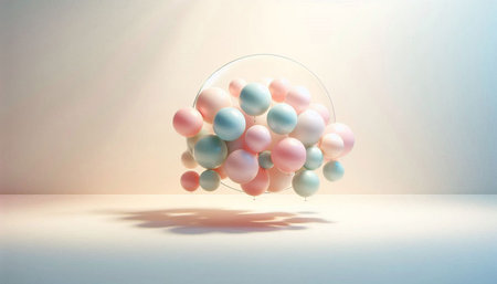 Colorful balloons in glass vase on white background. 3D rendering