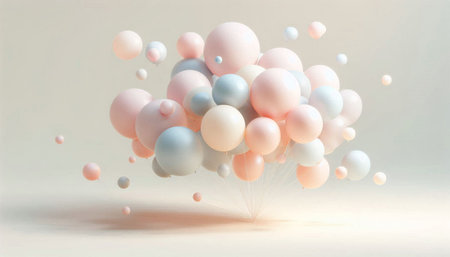Colorful balloons on a white background. 3D render illustration.の写真素材