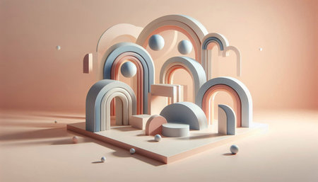 Abstract minimal scene with geometrical forms. 3d render illustration