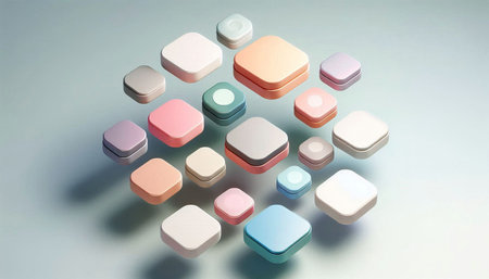 3d rendering of a group of colorful cubes on a gray background