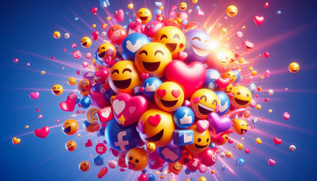 Composite image of balloons with smiley faces against purple backgroundの写真素材
