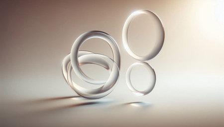 3d render of white rings on a light background. 3d illustrationの写真素材