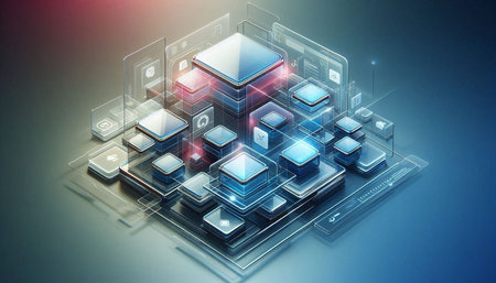 3d rendering of a technological background with a lot of different elements