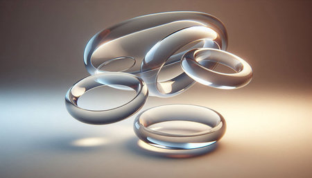 3d rendering of rings on a light background. Computer digital drawing.の写真素材