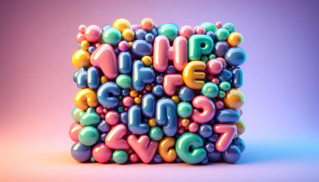 Colorful 3d rendering of a pile of colorful plasticine cubes