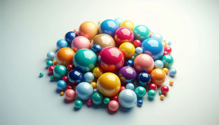 Multi-colored balls on a white background. 3d render.