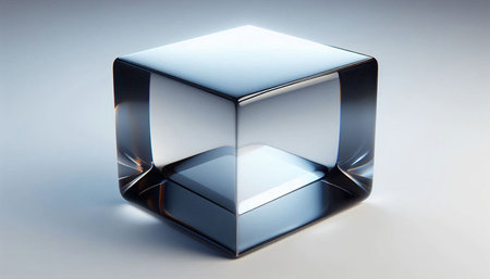 glass cube on a white background, 3d render, square shape