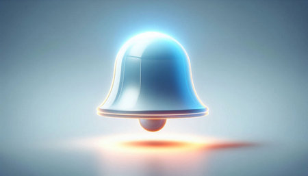 3d rendering of a blue emergency bell on a blue background.