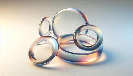 3d illustration of silver rings on a light background. 3d renderingの写真素材