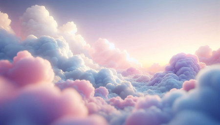 3d render of beautiful cloudscape with blue sky and pink clouds