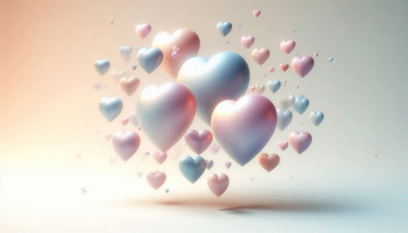 Valentine's day background with hearts. 3d rendering.