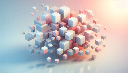 Abstract background with 3d cubes. 3d rendering, 3d illustration.