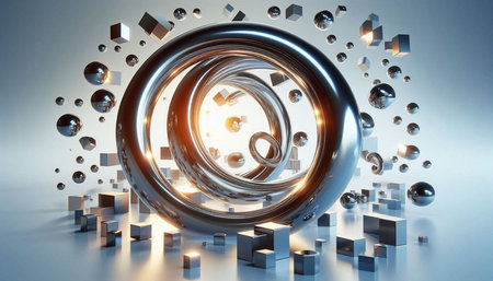 Abstract technology background. 3d rendering toned image double exposure.