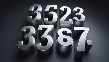 3D illustration of metal numbers on black background. 3D rendering.の写真素材