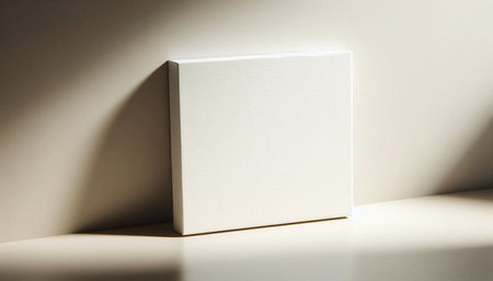 Blank white box on a white background with shadow and light.の写真素材