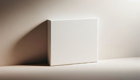 White box with shadow on the wall. Mockup for design.の写真素材