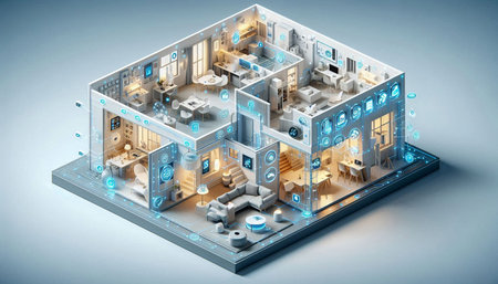 Interior of a modern office with furniture and devices 3D rendering