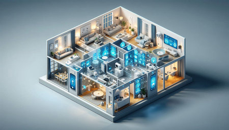 Interior of a modern house. 3D illustration in isometric projectionの写真素材