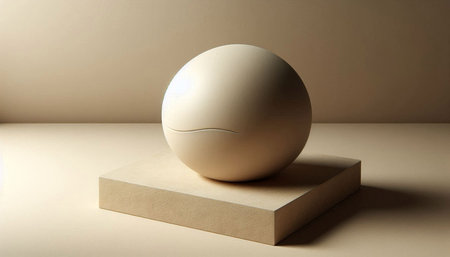 3d rendering of a white sphere on a beige background.