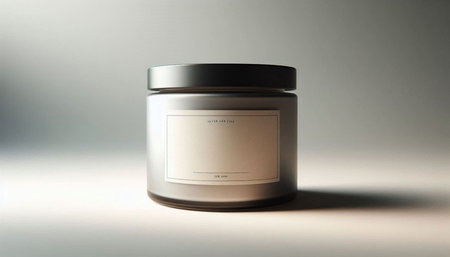 Luxury cosmetic cream jar with white label on a white backgroundの写真素材