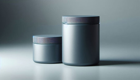 Mockup of a cosmetic jar on a gray background. 3d rendering