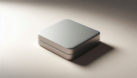 Silver box on a white background. 3D rendering. Computer digital drawing.