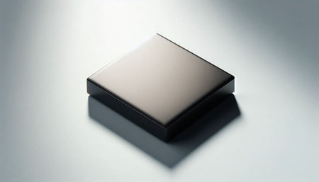 Black box on a white background. 3D rendering. Top view.