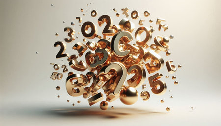3d rendering of golden numbers 2019 in white background. 3d illustration.の写真素材